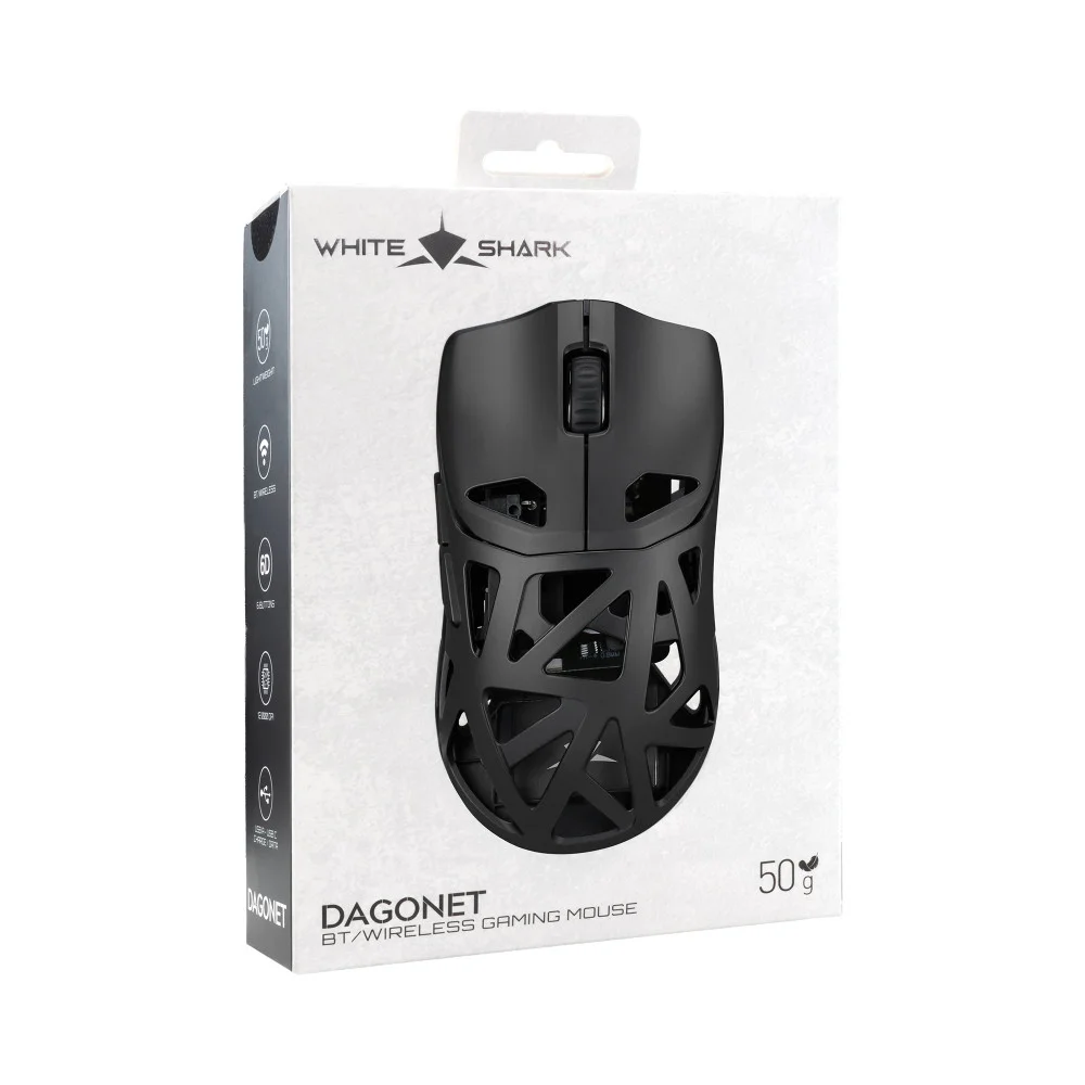 White Shark professional gaming mouse Wireless Gaming Mouse DAGONET 2 - 24000dpi, 1000Hz, Bluetooth, Black
