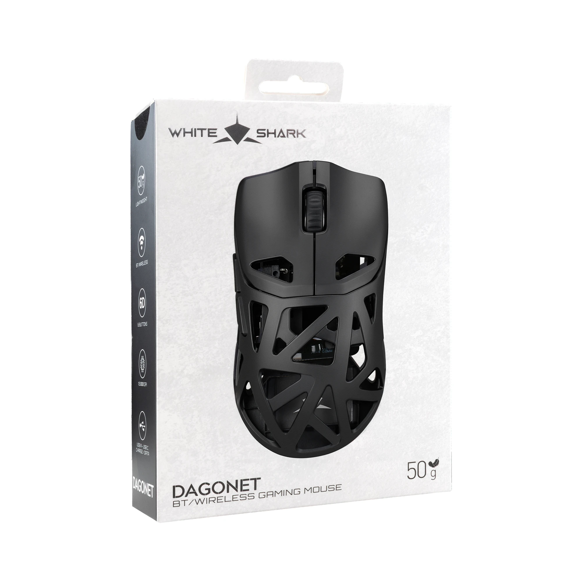 White Shark professional gaming mouse Wireless Gaming Mouse DAGONET 2 - 24000dpi, 1000Hz, Bluetooth, Black