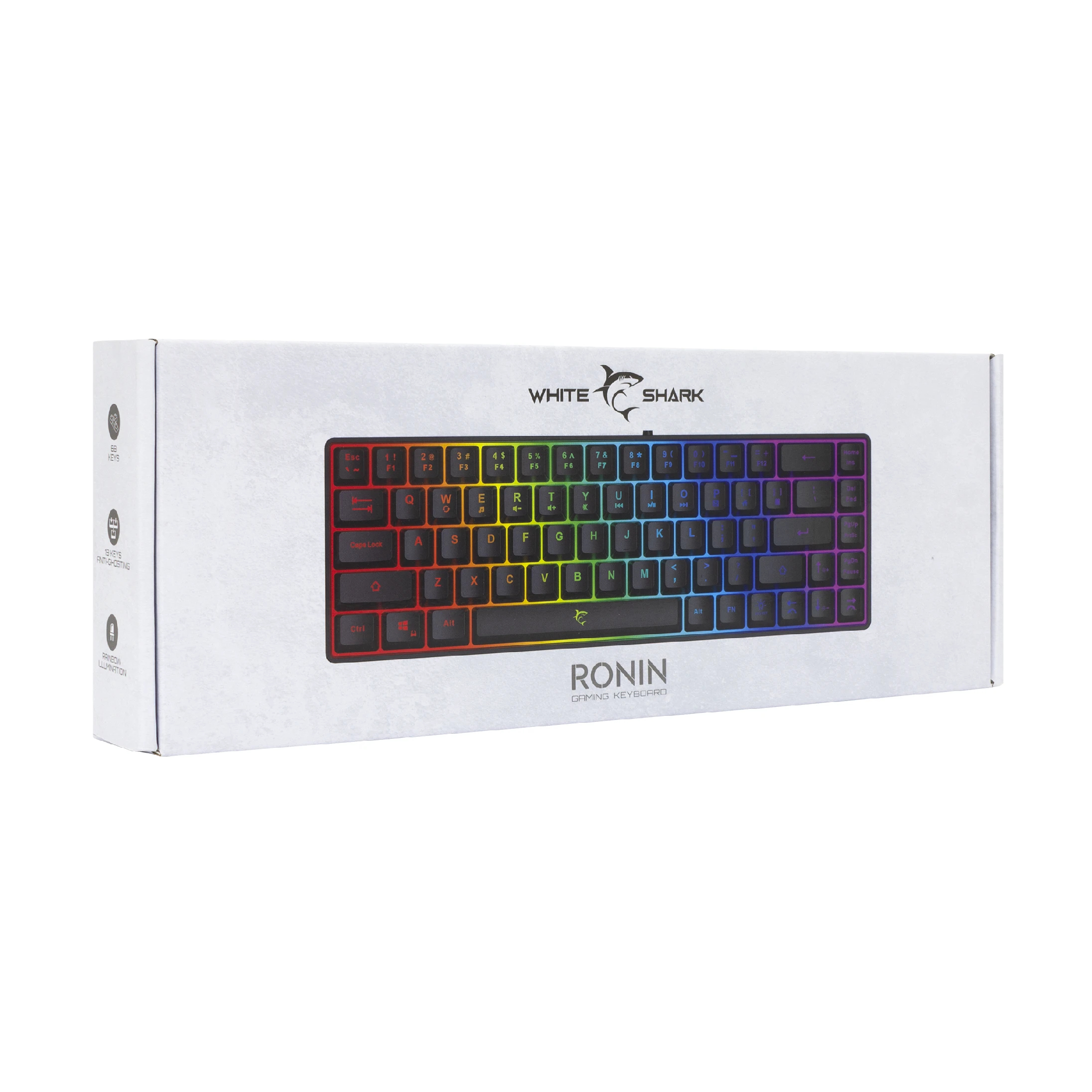 White Shark tastiera da gaming Gaming Keyboard RONIN - Blue Switches (English US), Nero