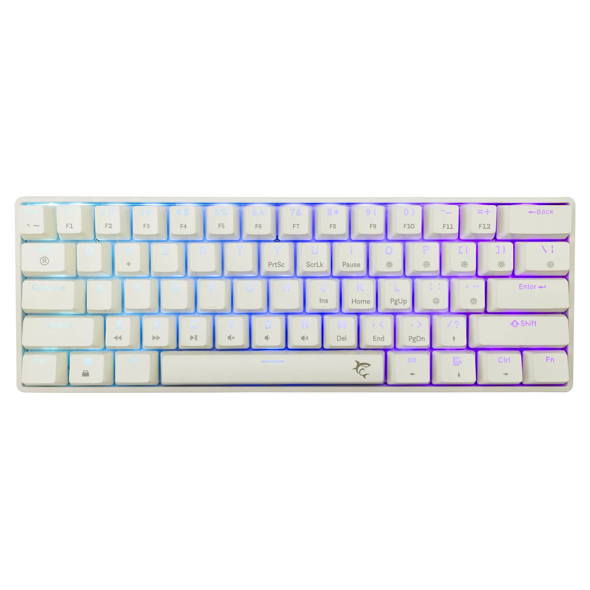 White Shark teclado gamer mecánico Gaming Mechanical Keyboard SHINOBI 2 - YUSYA 5P Red Switches (English US), Blanco