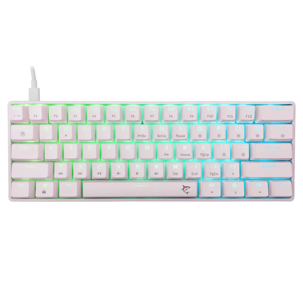 White Shark геймърска механична клавиатура Gaming Mechanical Keyboard SHINOBI 2 - YUSYA 5P Blue Switches (English US), White