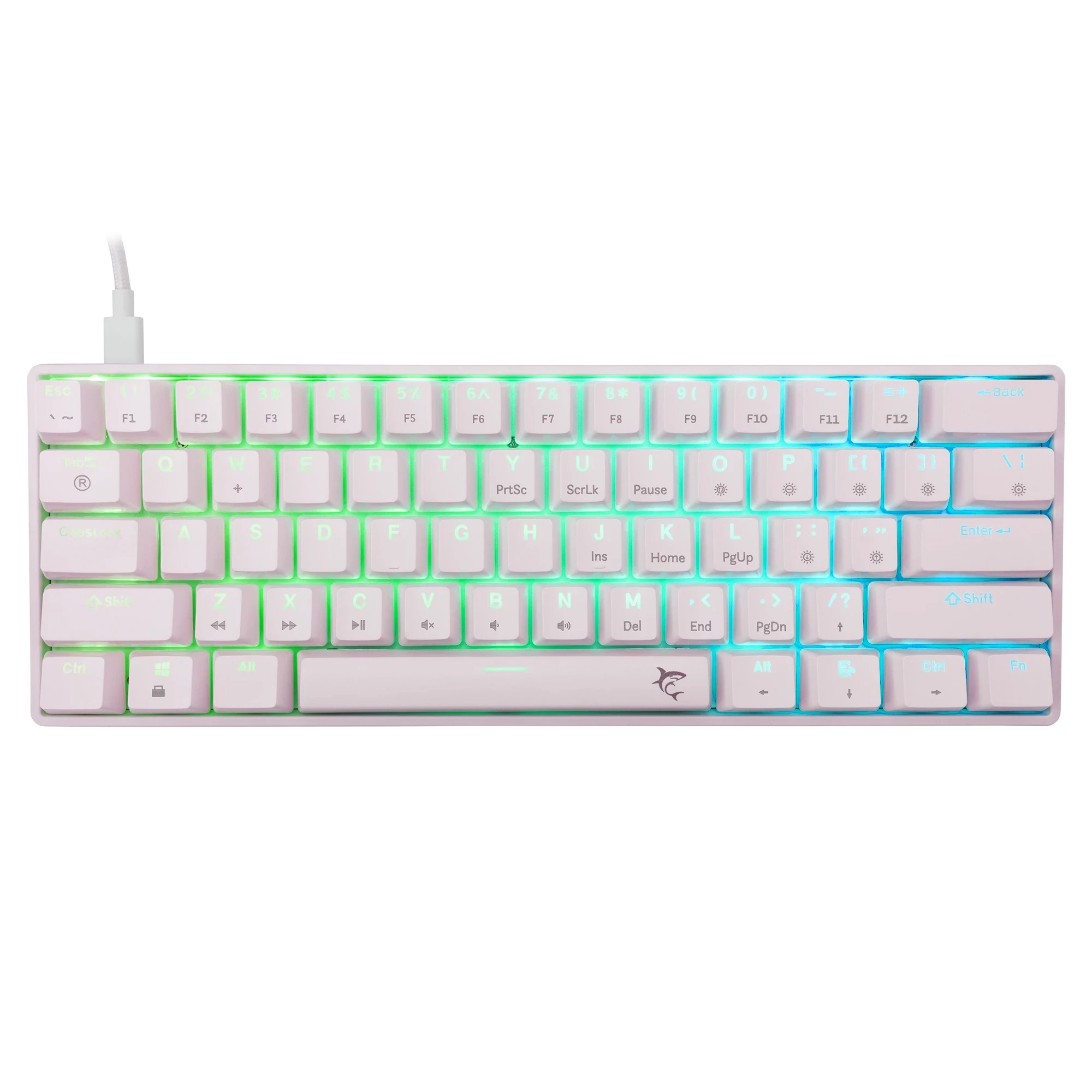 White Shark геймърска механична клавиатура Gaming Mechanical Keyboard SHINOBI 2 - YUSYA 5P Blue Switches (English US), White