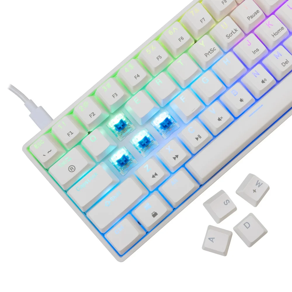 White Shark геймърска механична клавиатура Gaming Mechanical Keyboard SHINOBI 2 - YUSYA 5P Blue Switches (English US), White
