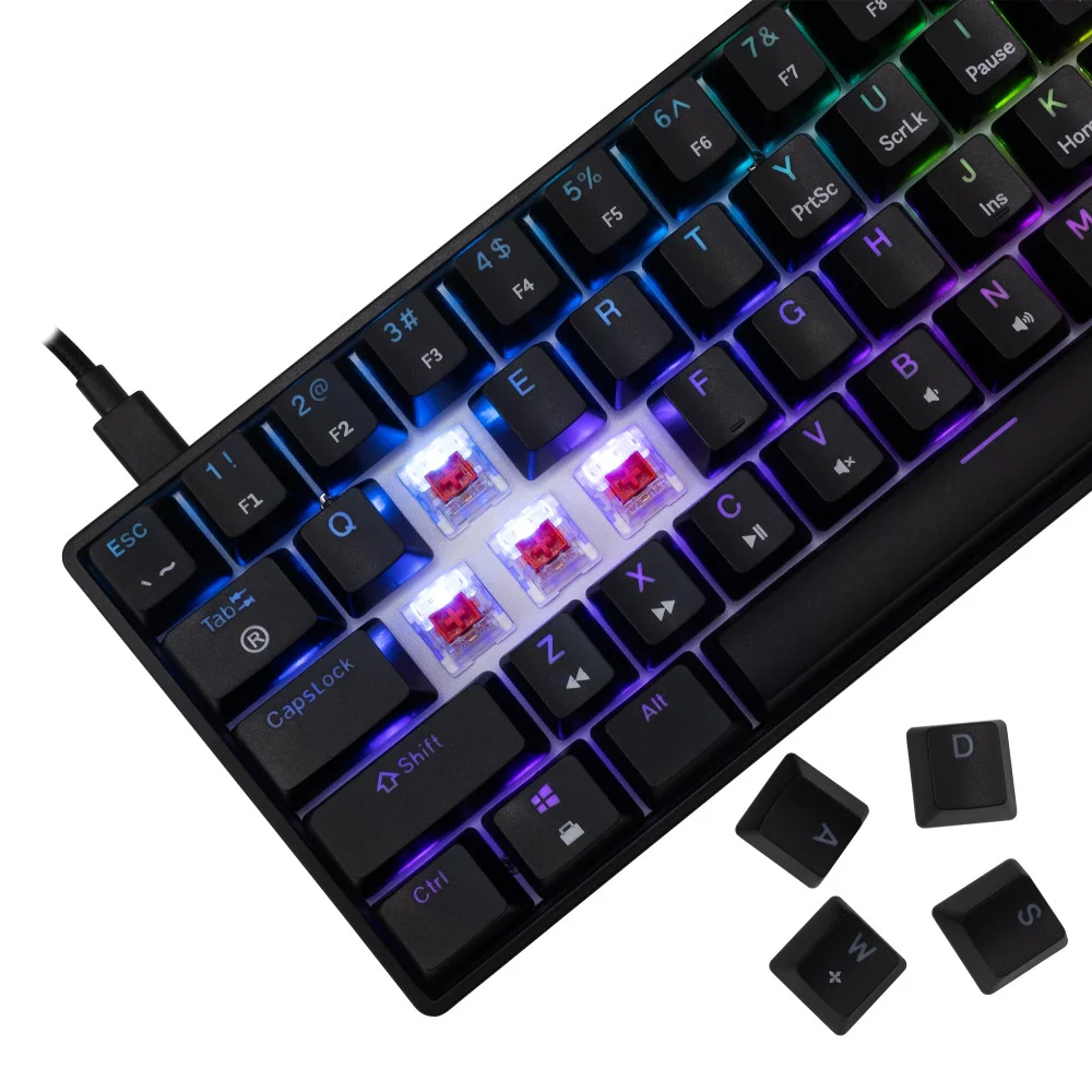 White Shark Gaming-Mechanische Tastatur Gaming Mechanical Keyboard SHINOBI 2 - YUSYA 5P Red Switches (English US), Schwarz