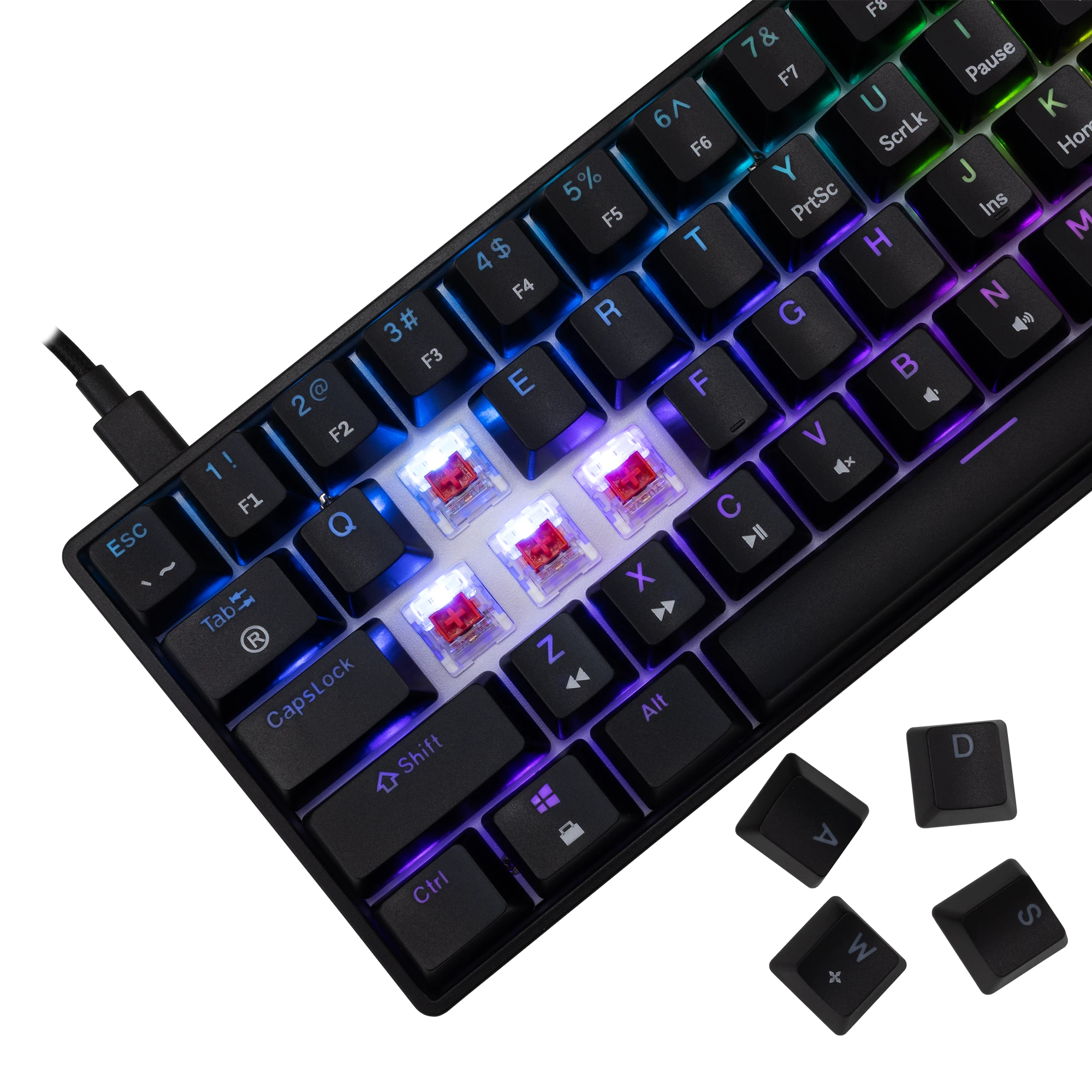 White Shark Gaming-Mechanische Tastatur Gaming Mechanical Keyboard SHINOBI 2 - YUSYA 5P Red Switches (English US), Schwarz
