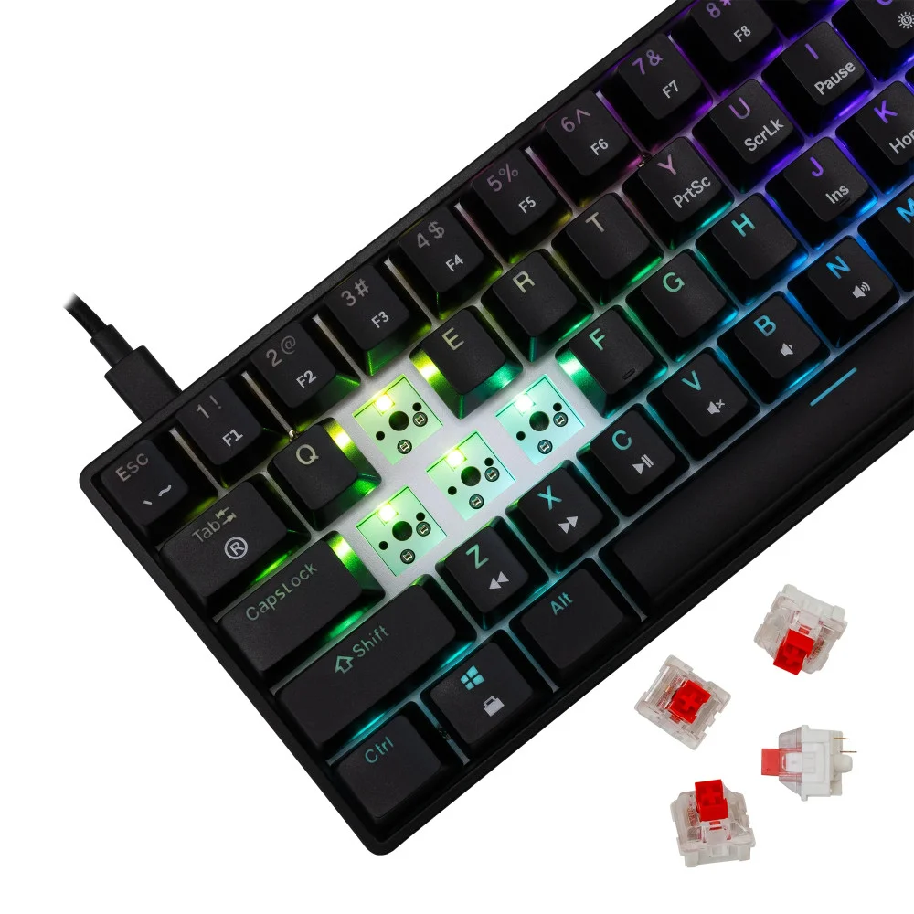 White Shark Gaming-Mechanische Tastatur Gaming Mechanical Keyboard SHINOBI 2 - YUSYA 5P Red Switches (English US), Schwarz