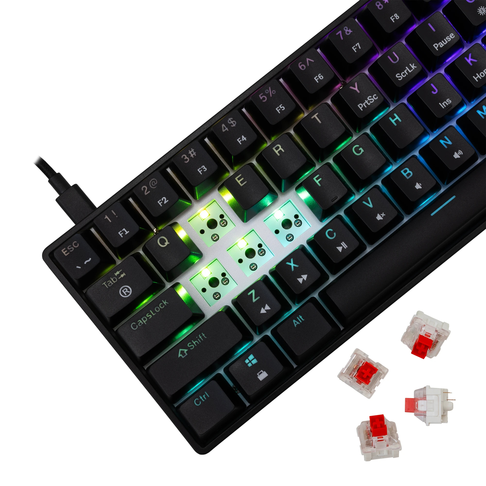 White Shark Gaming-Mechanische Tastatur Gaming Mechanical Keyboard SHINOBI 2 - YUSYA 5P Red Switches (English US), Schwarz
