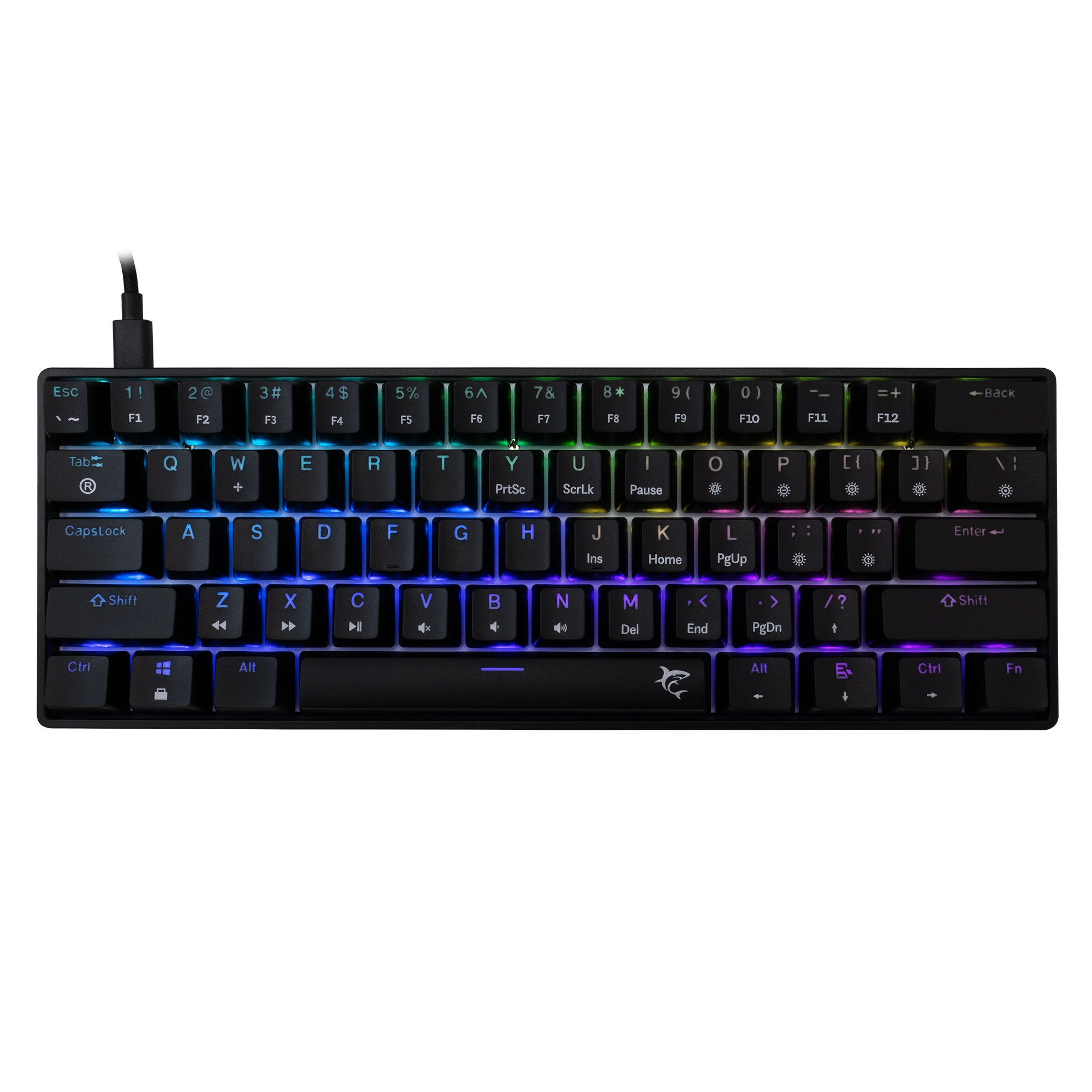 White Shark геймърска механична клавиатура Gaming Mechanical Keyboard SHINOBI 2 - YUSYA 5P Blue Switches (English US), Black