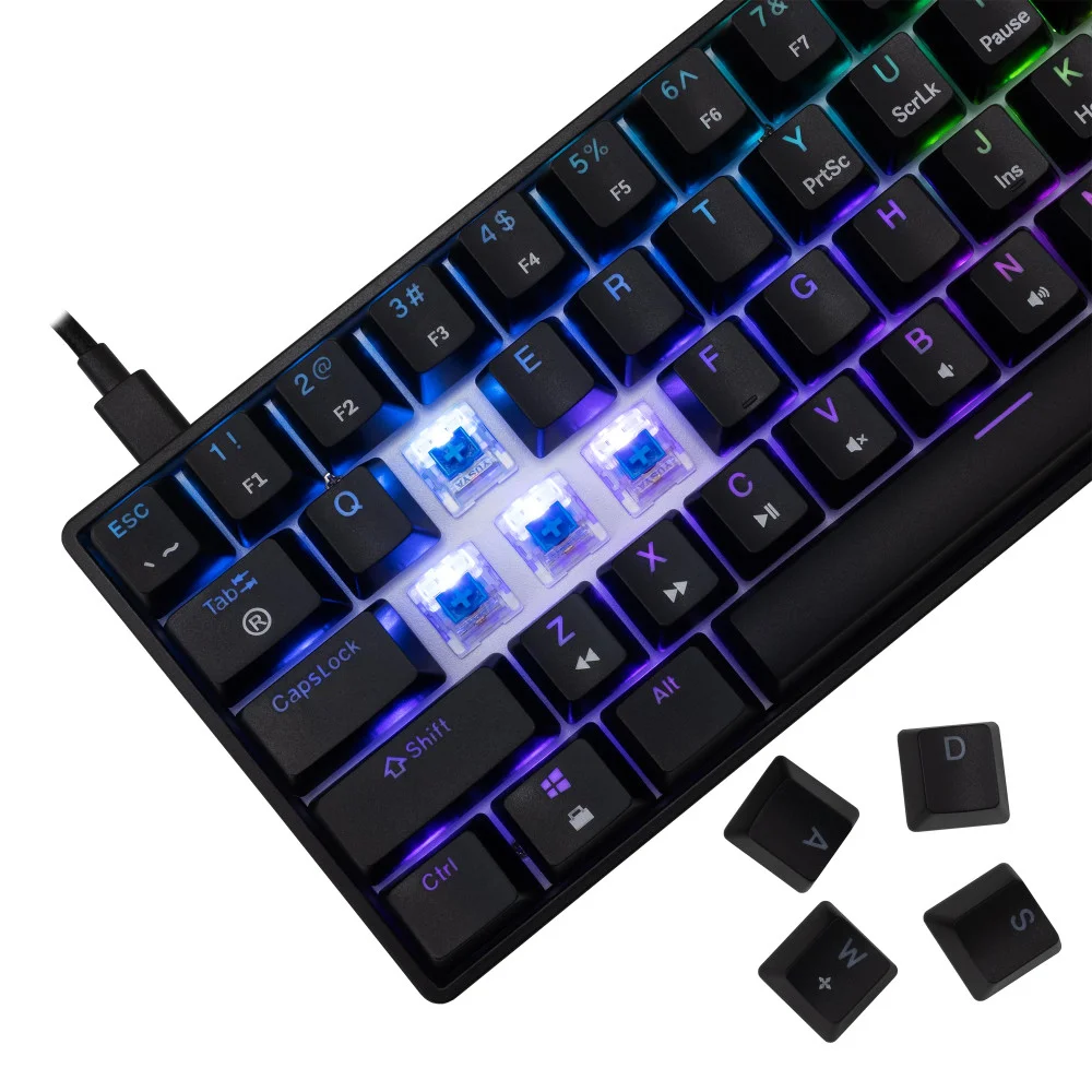 White Shark геймърска механична клавиатура Gaming Mechanical Keyboard SHINOBI 2 - YUSYA 5P Blue Switches (English US), Black