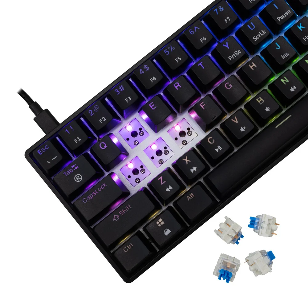 White Shark геймърска механична клавиатура Gaming Mechanical Keyboard SHINOBI 2 - YUSYA 5P Blue Switches (English US), Black