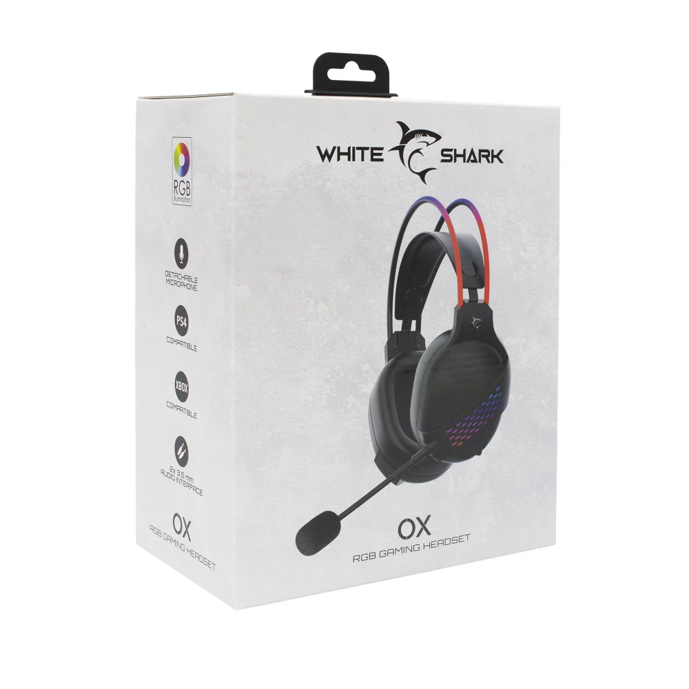 White Shark геймърски слушалки Gaming Headphones OX - 50mm, PS5, PS4, PC, Black