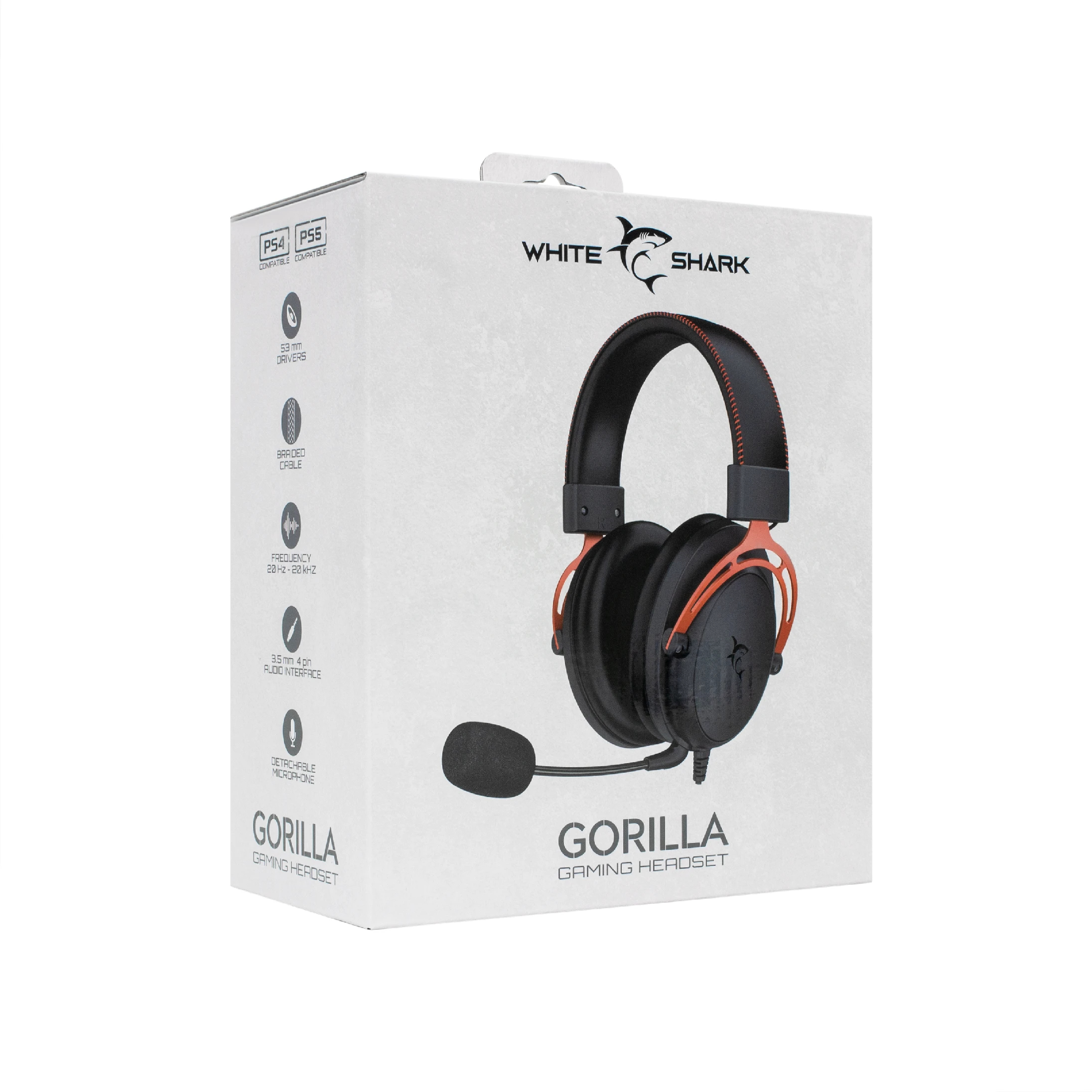White Shark γκέιμινγκ ακουστικά Gaming Headphones GORILLA BLACK/RED - 53mm, Stereo 2.0