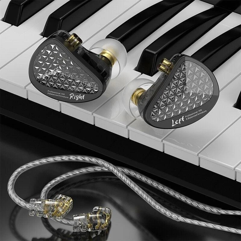 KZ професионални слушалки Hi-Fi In-Ear-Monitors - AS16 PRO - Mic, Black