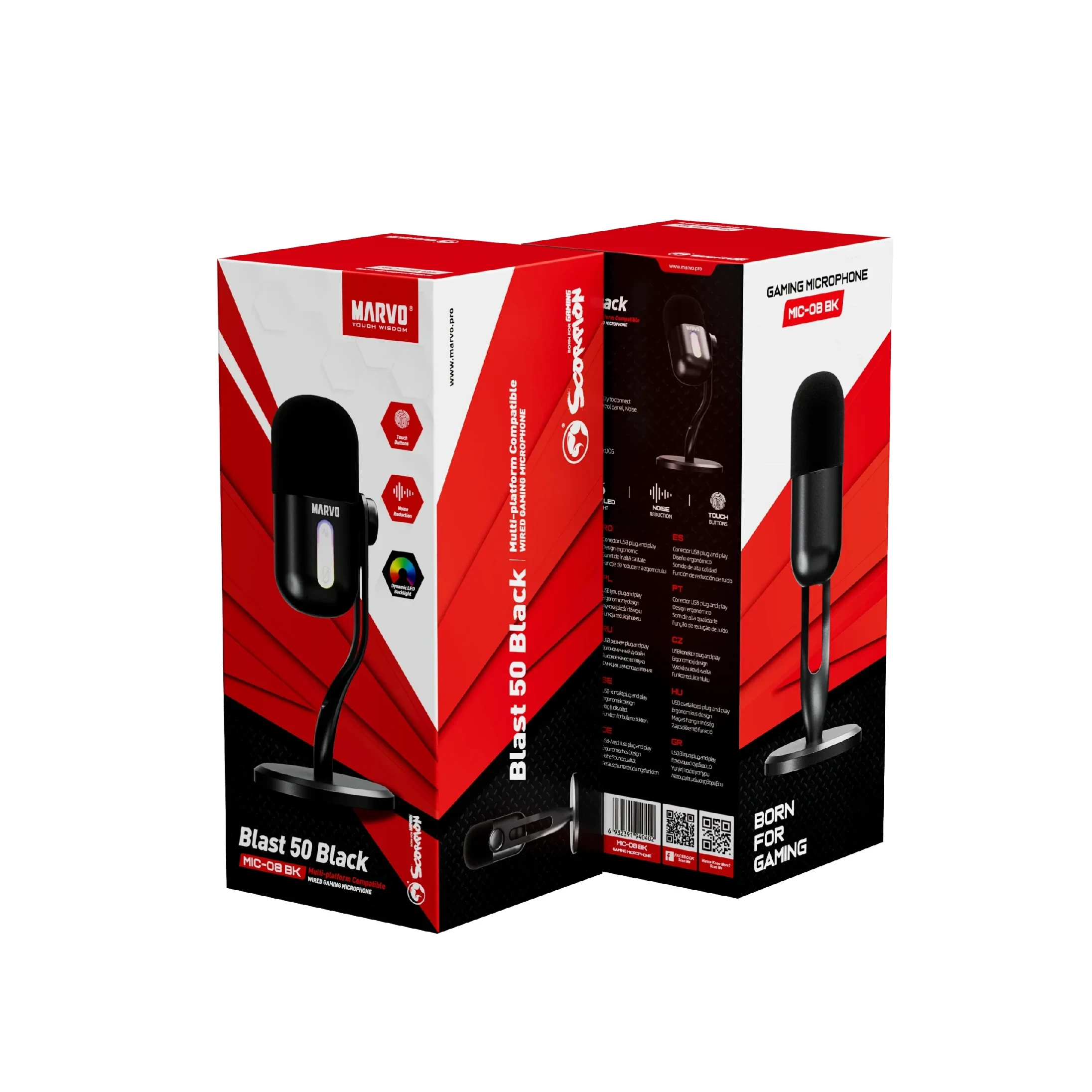 Marvo Геймърски микрофон Gaming USB Microphone - Blast 50 MIC-08 Black - USB, RGB