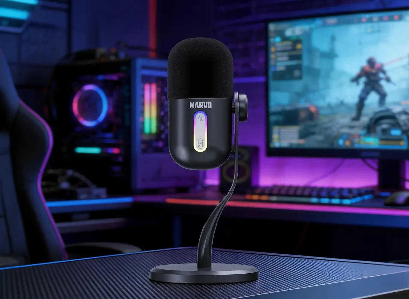 Marvo Геймърски микрофон Gaming USB Microphone - Blast 50 MIC-08 Black - USB, RGB