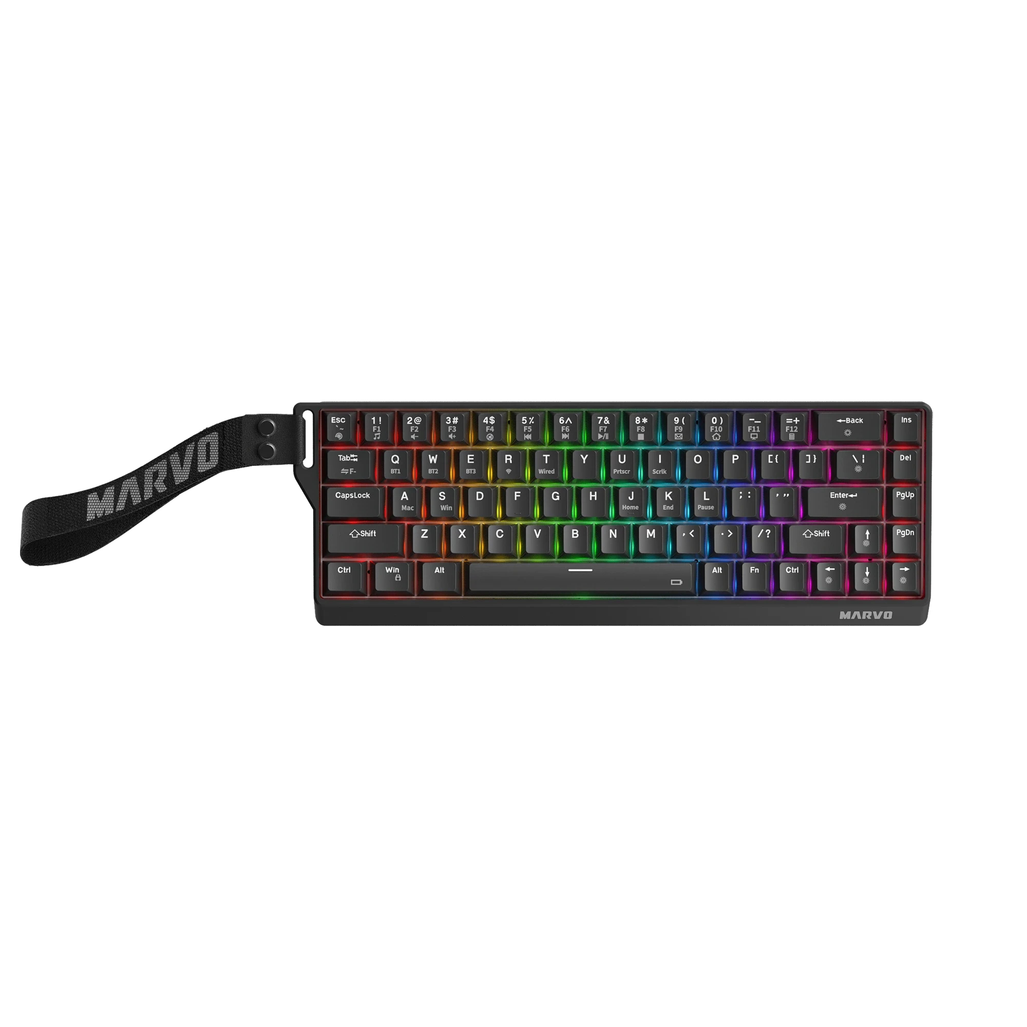 Marvo безжична механична геймърска клавиатура Wireless Gaming Mechanical keyboard Saber 65W KG965W - 1K, Banana Crystal [Linear], (English US)