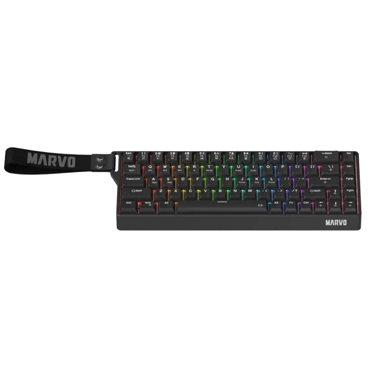 Marvo безжична механична геймърска клавиатура Wireless Gaming Mechanical keyboard Saber 65W KG965W - 1K, Banana Crystal [Linear], (English US)