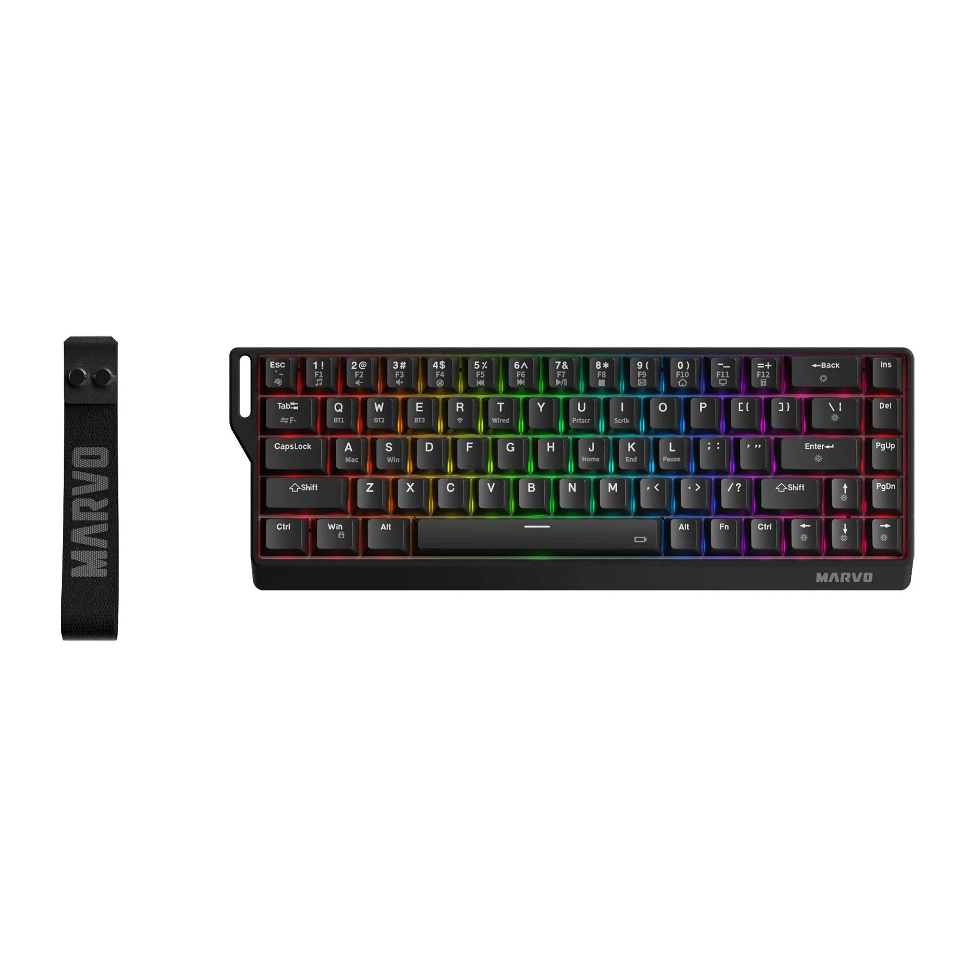 Marvo безжична механична геймърска клавиатура Wireless Gaming Mechanical keyboard Saber 65W KG965W - 1K, Banana Crystal [Linear], (English US)