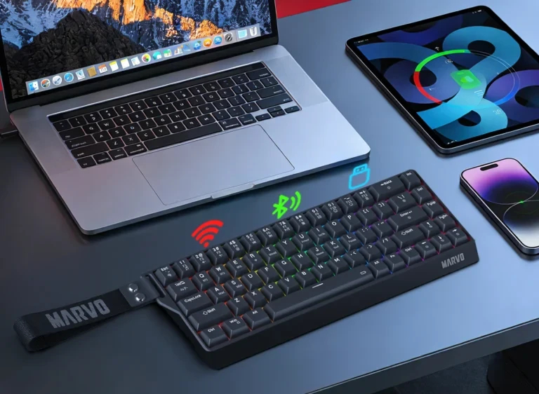 Marvo безжична механична геймърска клавиатура Wireless Gaming Mechanical keyboard Saber 65W KG965W - 1K, Banana Crystal [Linear], (English US)