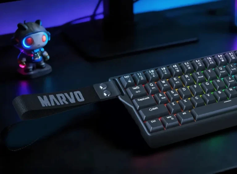 Marvo безжична механична геймърска клавиатура Wireless Gaming Mechanical keyboard Saber 65W KG965W - 1K, Banana Crystal [Linear], (English US)