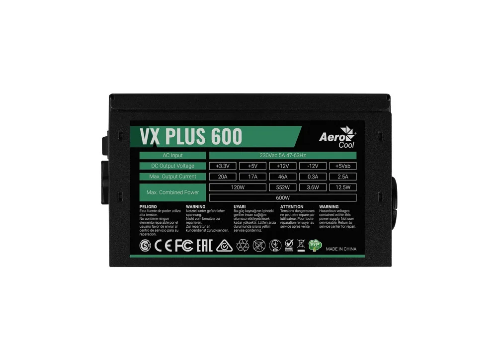 AeroCool захранване PSU VX PLUS STEALTH 600W - ACPN-VS60AEY.12