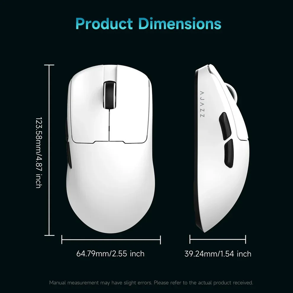 Ajazz souris gamer professionnelle AJ159 V2 MC - Wireless Gaming Mouse - 1K, Station de charge magnétique, Blanc