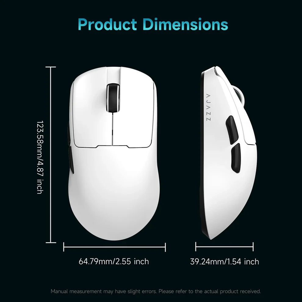 Ajazz souris gamer professionnelle AJ159 V2 MC - Wireless Gaming Mouse - 1K, Station de charge magnétique, Blanc
