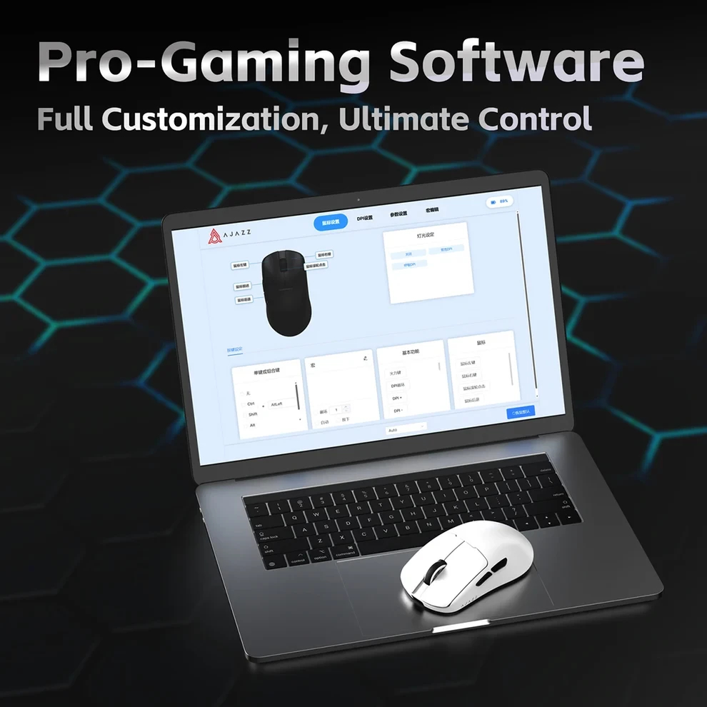 Ajazz AJ159 V2 MC Professional Gaming Mouse - Wireless Gaming Mouse - 1K, Magnetic Charging Dock, Black