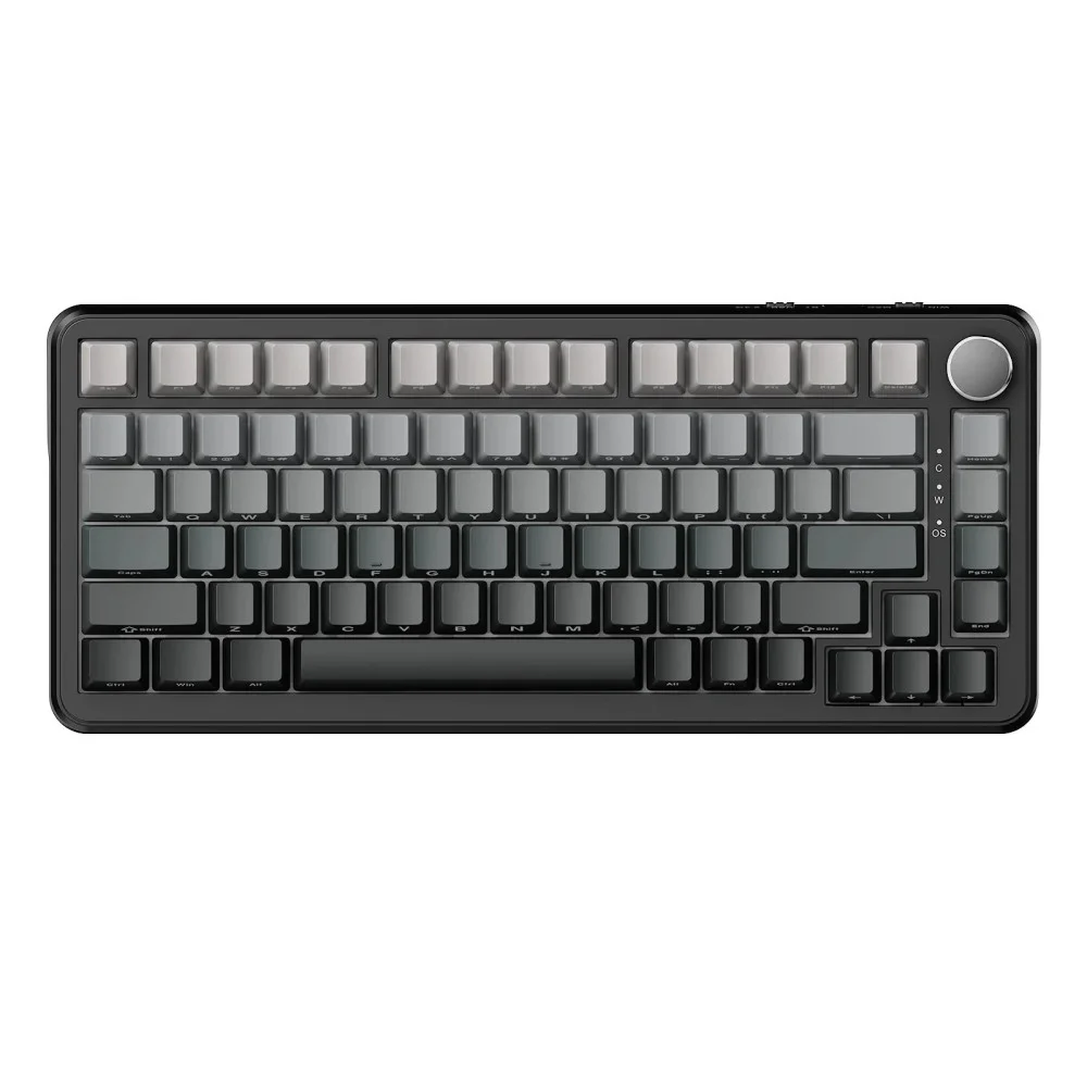 Ajazz tastatură mecanică de gaming Wireless Gaming Mechanical Keyboard AK820 MAX - Mesteacăn alb [Linear] (English US), Imprimat lateral, Gri