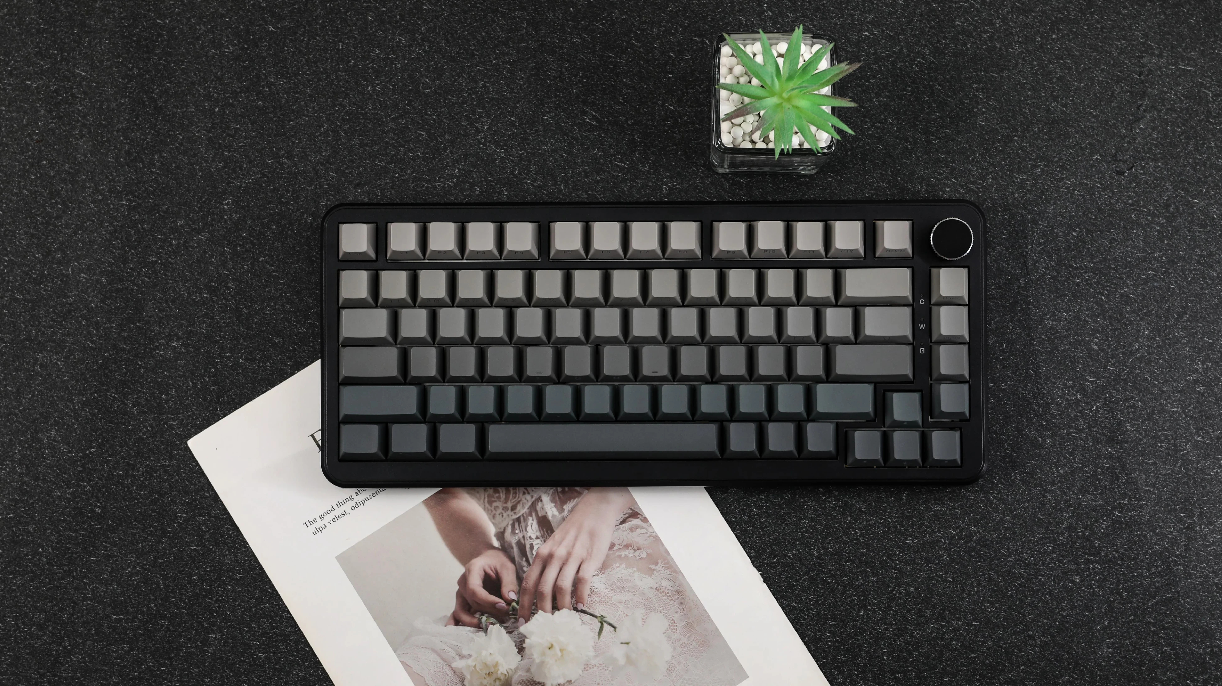 Ajazz Wireless Gaming Mechanical Keyboard AK820 MAX - White birch [Linear] (English US), Side Printed, Gray