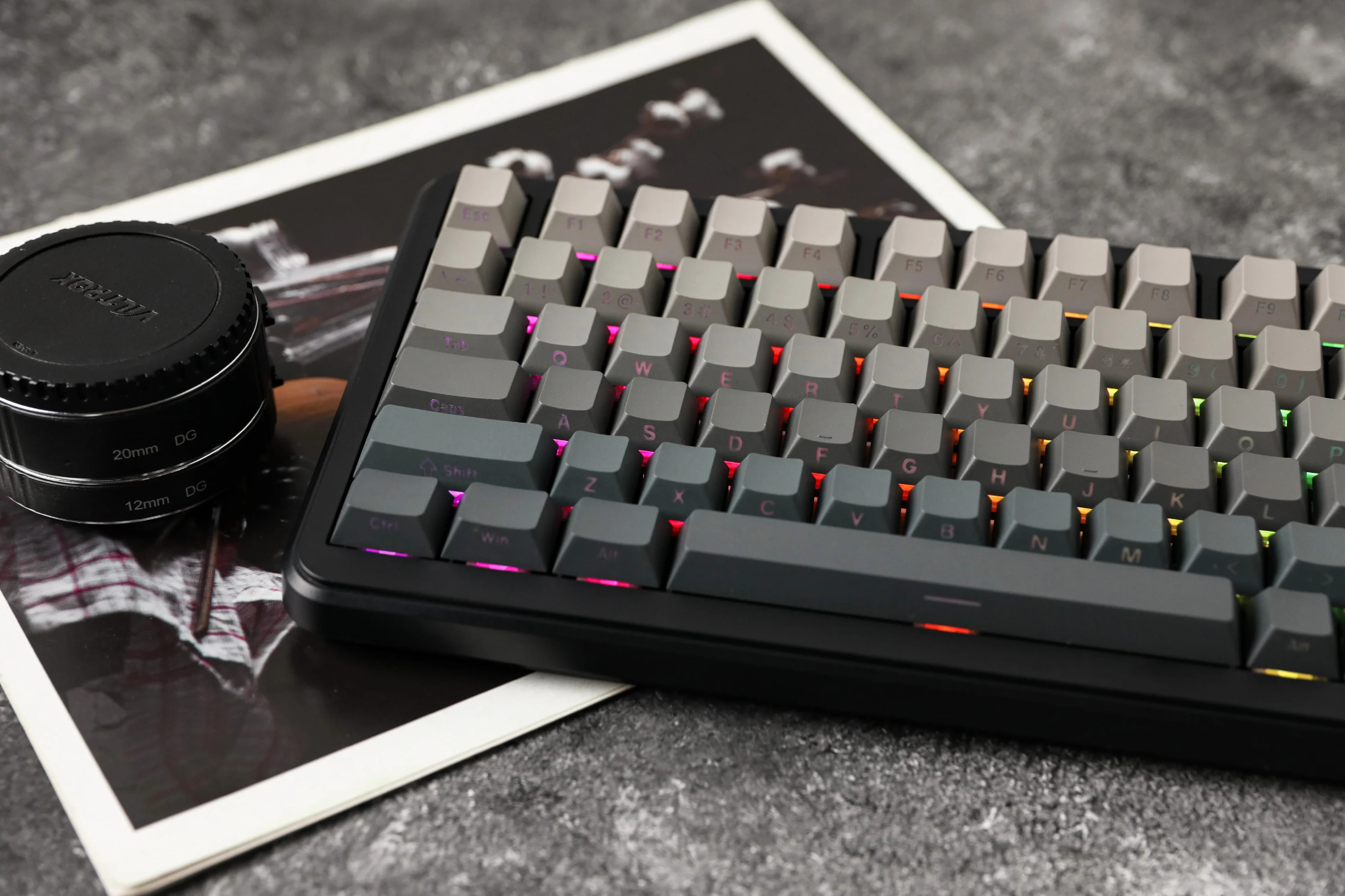 Ajazz Wireless Gaming Mechanical Keyboard AK820 MAX - White birch [Linear] (English US), Side Printed, Gray