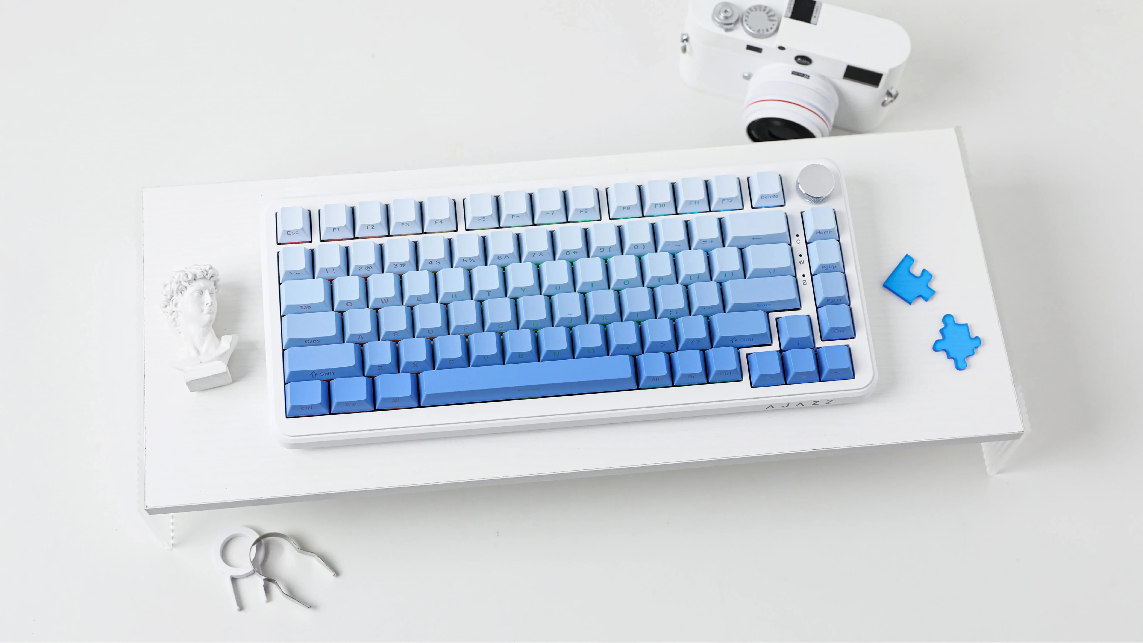 Ajazz Wireless Gaming Mechanical Keyboard AK820 MAX - White birch [Linear] (English US), Side Printed, Gray