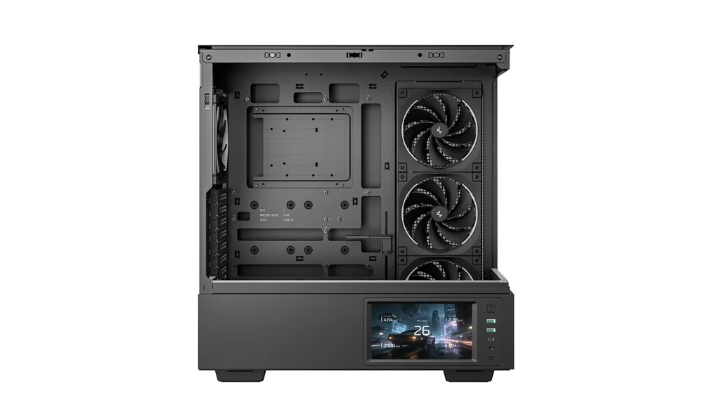 Кутия DeepCool CH690 LCD ATX Middle Tower Темперирано стъкло - R-CH690LCD-BKNNA0D-G