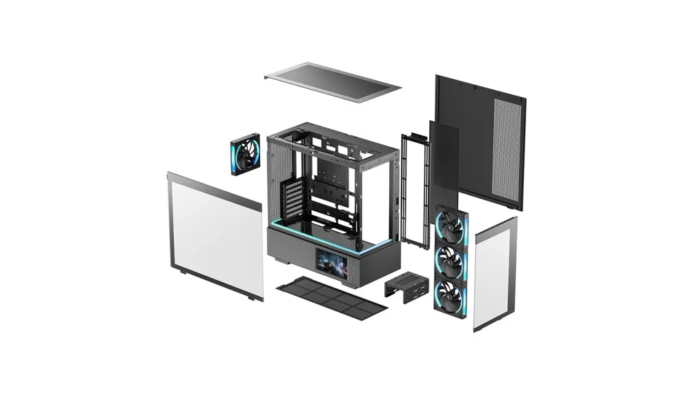 Кутия DeepCool CH690 LCD ATX Middle Tower Темперирано стъкло - R-CH690LCD-BKNNA0D-G