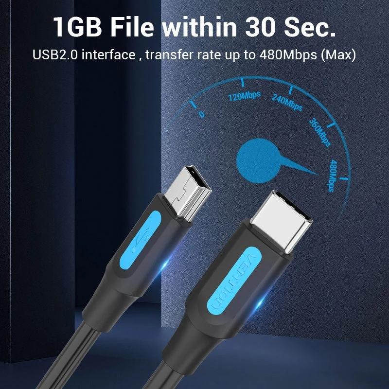 Vention Kabel USB 2.0 C M / Mini USB 5pin 0.5m - COWBD