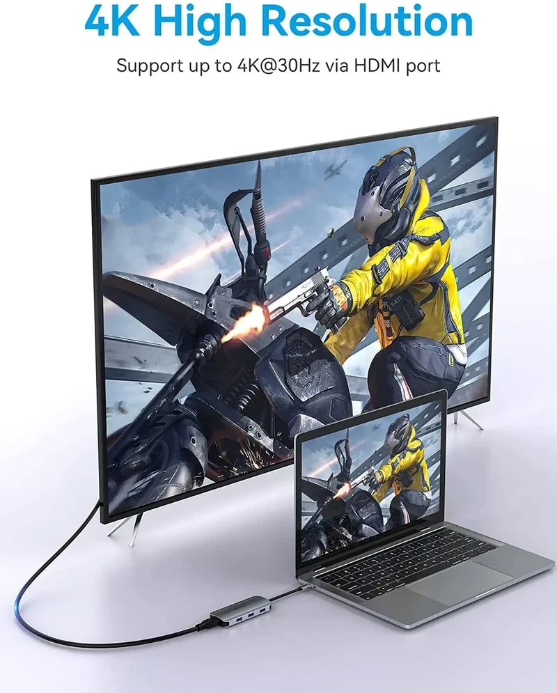 Vention докинг станция Docking Station Type-C - TOJHB - HDMI x 1, USB3.0 x 3, USB-C PD100W x 1, SD/TF