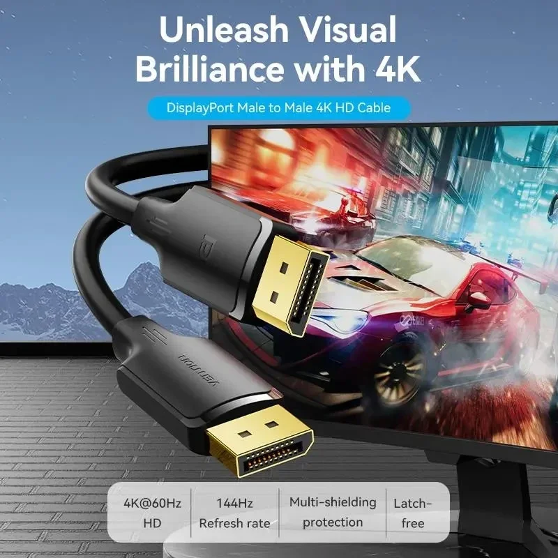Vention Кабел Cable - Display Port v1.2 DP M / M Black 4K 3.0M - HAKBI