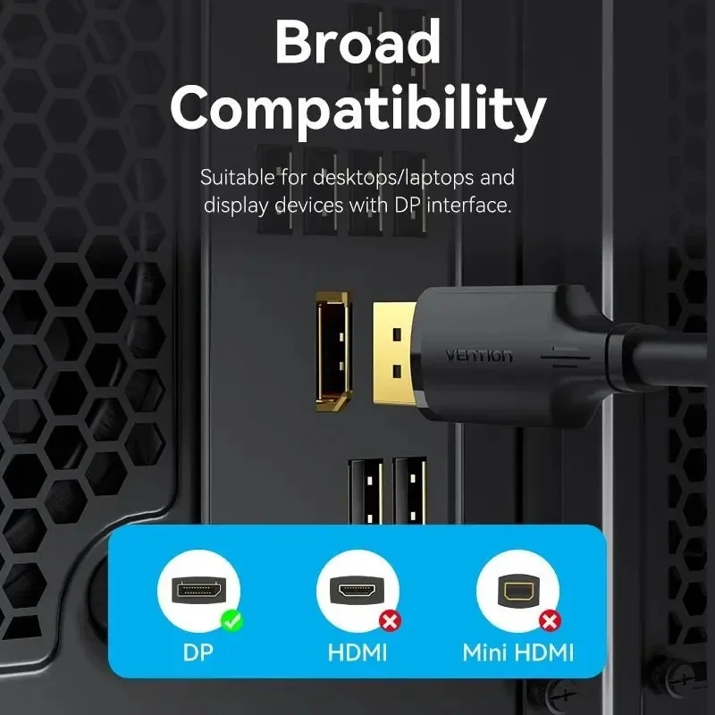 Vention Кабел Cable - Display Port v1.2 DP M / M Black 4K 3.0M - HAKBI