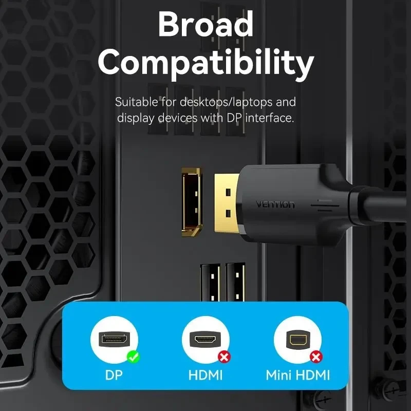 Vention Кабел Cable - Display Port v1.2 DP M / M Black 4K 3.0M - HAKBI