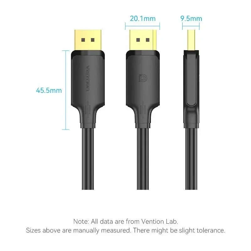 Vention Кабел Cable - Display Port v1.2 DP M / M Black 4K 3.0M - HAKBI