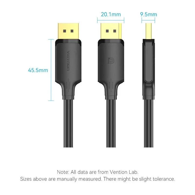 Vention Cable - Display Port v1.2 DP M / M Black 4K 1.5M - HAKBG