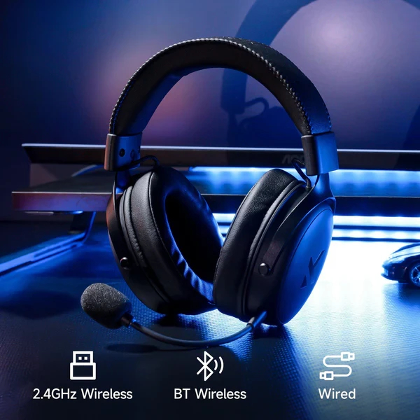 MCHOSE cuffie wireless per gaming Wireless Gaming Headphones - V9 Pro Steel Black - Bluetooth, 2.4G