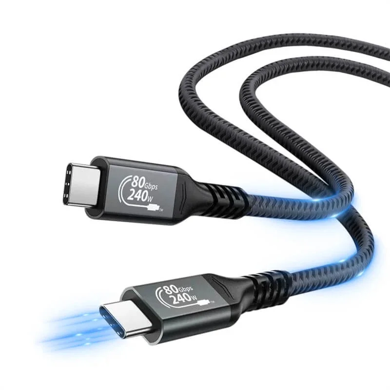 VCom кабел Cable Thunderbolt 5 / USB4 - USB-C 80Gbps PD240W 0.3m Black - CU584M-0.3m