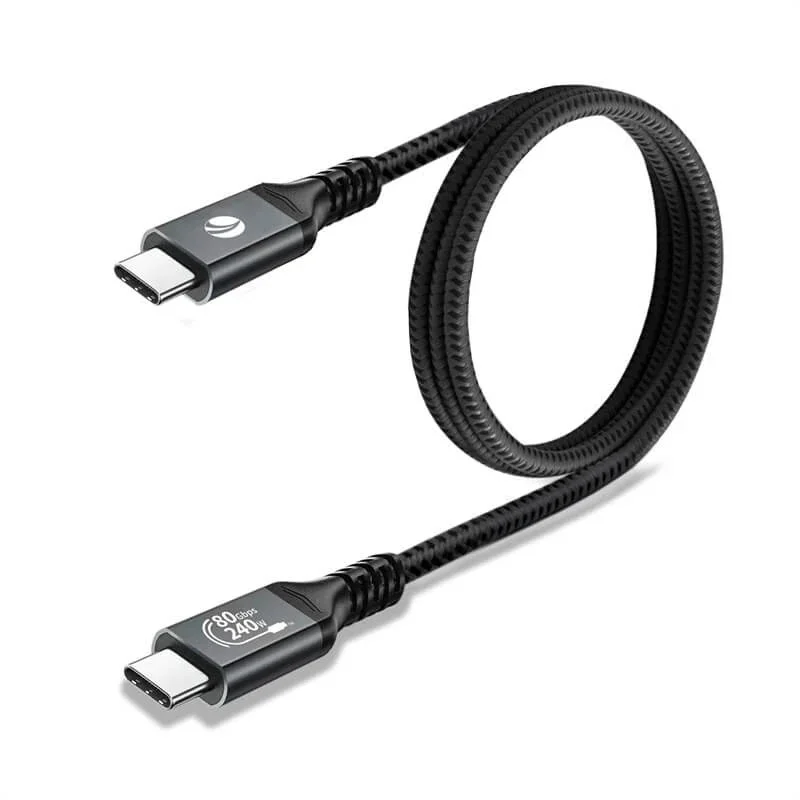 VCom кабел Cable Thunderbolt 5 / USB4 - USB-C 80Gbps PD240W 0.3m Black - CU584M-0.3m