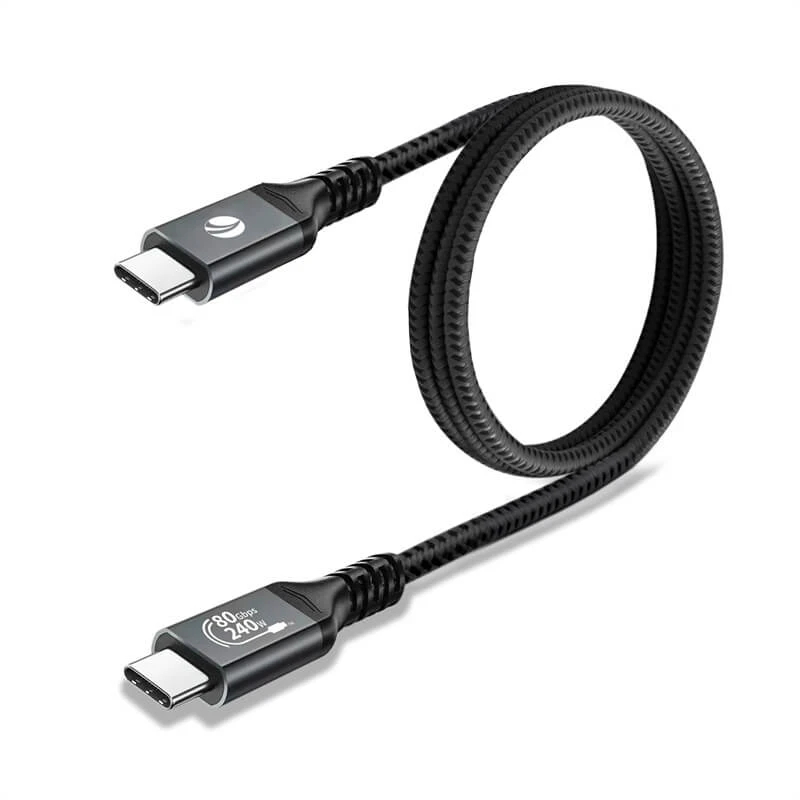 VCom кабел Cable Thunderbolt 5 / USB4 - USB-C 80Gbps PD240W 0.3m Black - CU584M-0.3m