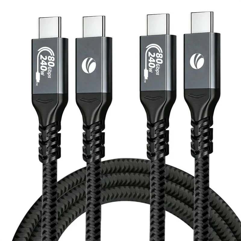 VCom кабел Cable Thunderbolt 5 / USB4 - USB-C 80Gbps PD240W 0.3m Black - CU584M-0.3m