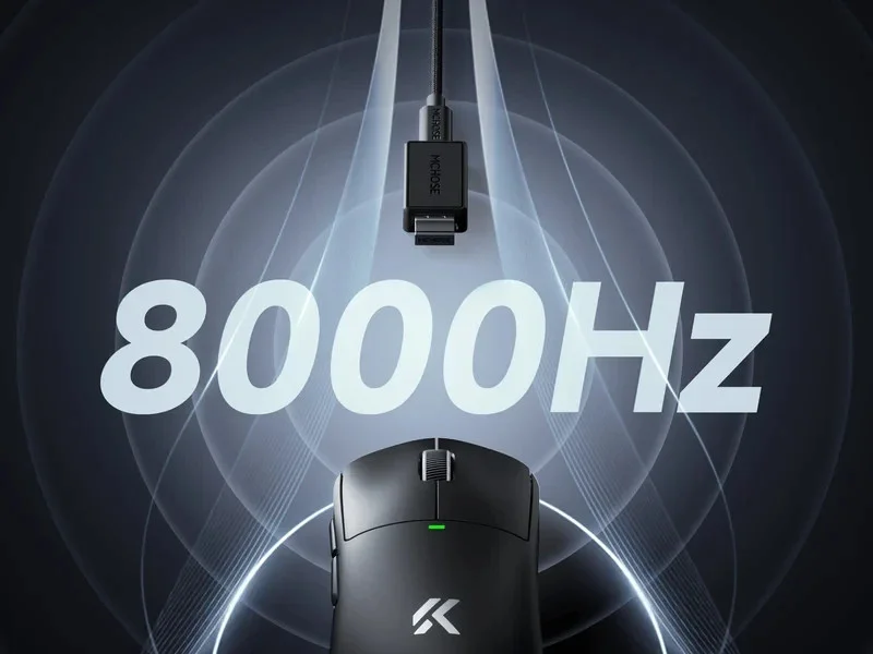MCHOSE professional gaming mouse A5 V3 Black - Ultralight 8K Wireless Mouse, Omron Mechanical Switches