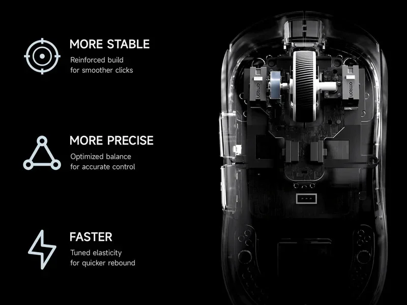 MCHOSE professional gaming mouse A5 V3 Black - Ultralight 8K Wireless Mouse, Omron Mechanical Switches