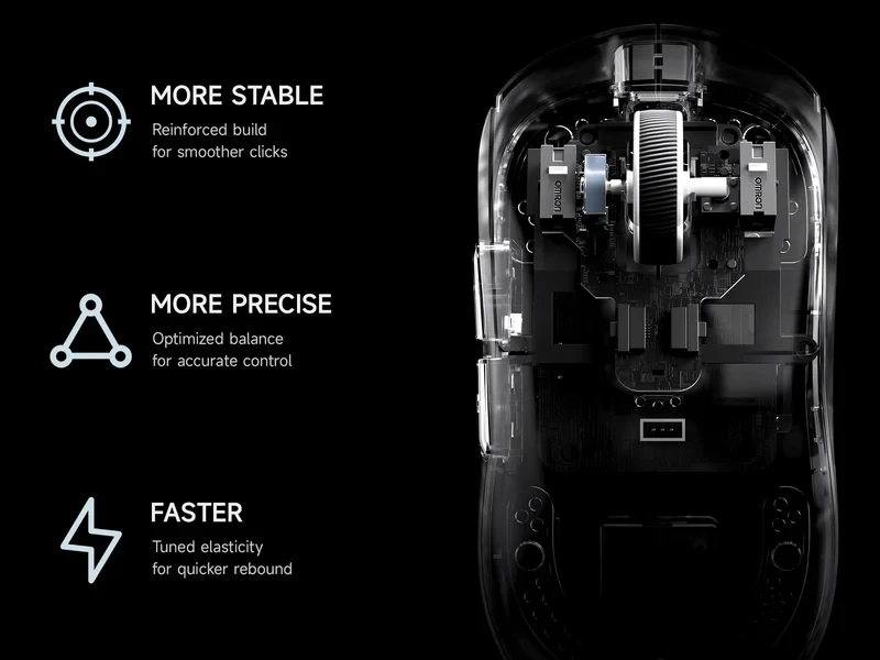 MCHOSE professional gaming mouse A5 V3 Black - Ultralight 8K Wireless Mouse, Omron Mechanical Switches