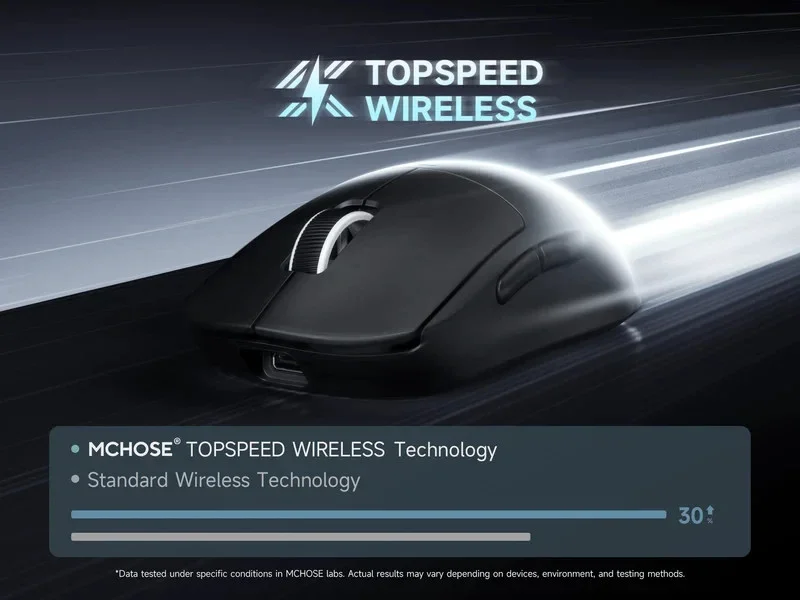 MCHOSE professional gaming mouse A5 V3 Black - Ultralight 8K Wireless Mouse, Omron Mechanical Switches